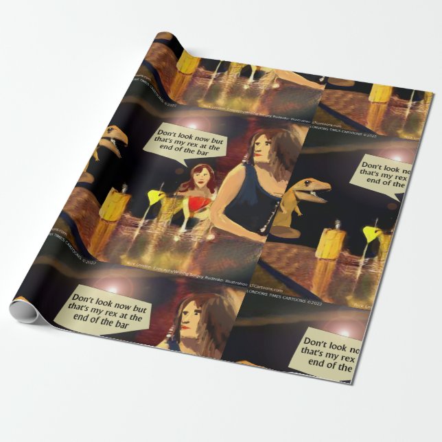 Lustiger Damenabend mit T-Rex  Geschenkpapier (Ungerollt)