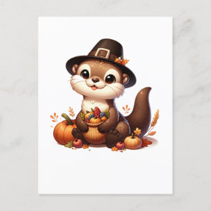 Lustiger dankbarer Otter-Freund Erntedankfest Postkarte