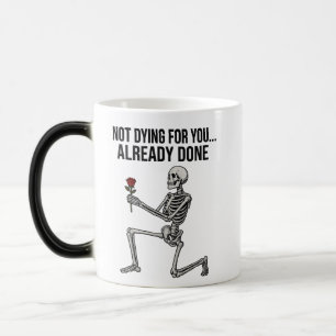 Lustiger Dark Humor Skelett mit Rosen-Tasse Verwandlungstasse