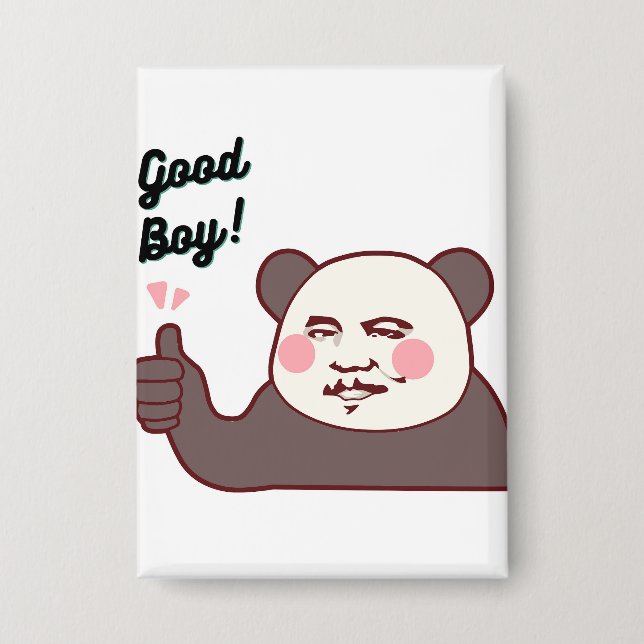 Lustiger Daumen Hoch Panda Meme Button (Vorderseite)