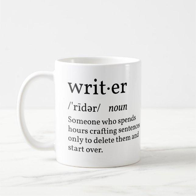 Lustiger Definitions-Schreiber Kaffeetasse (Links)