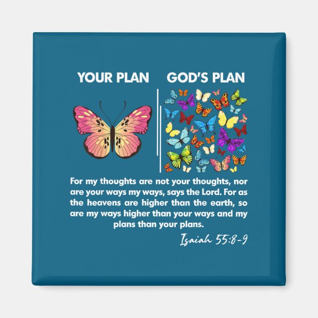 Lustiger Dein Plan Und Gottes Plan Schmetterlinge  Magnet (Vorne)