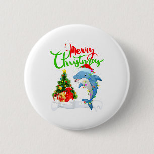Lustiger Delfin-Fischliebhaber Weihnachtsbeleuchtu Button