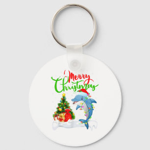 Lustiger Delfin-Fischliebhaber Weihnachtsbeleuchtu Schlüsselanhänger
