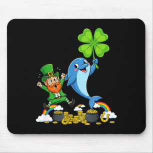 Lustiger Delfin-Klee St. Patricks Day Damen Herren Mousepad
