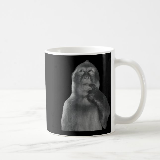 Lustiger denkender Affe Meme neugieriger Affe Brai Kaffeetasse (Rechts)
