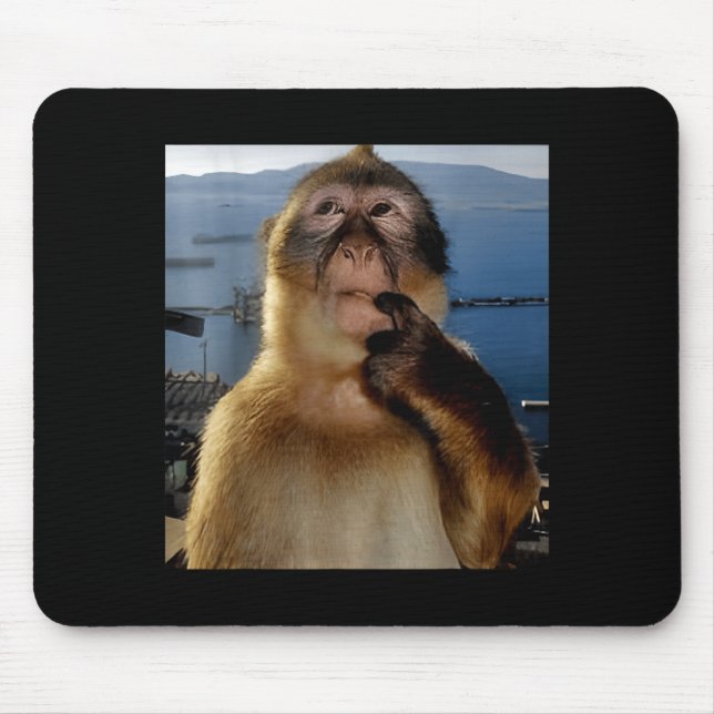 Lustiger denkender Affe Meme neugieriger Affe Brai Mousepad (Vorne)