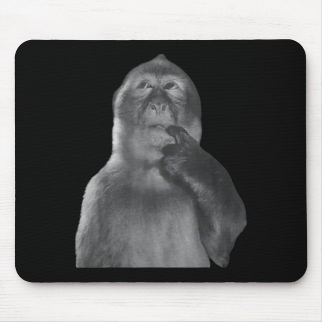 Lustiger denkender Affe Meme neugieriger Affe Brai Mousepad (Vorne)
