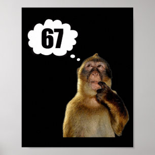 Lustiger denkender Affe Meme Sechs Sieben 6 7 Meme Poster