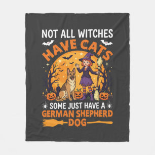 Lustiger Deutscher Schäferhund Halloween Hexe Hund Fleecedecke