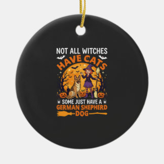 Lustiger Deutscher Schäferhund Halloween Hexe Hund Keramik Ornament
