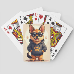 Lustiger deutscher Schäferhund Kawaii-Hund Spielkarten