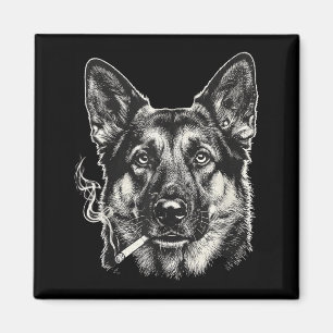Lustiger Deutscher Schäferhund-Meme Hund raucht Zi Magnet