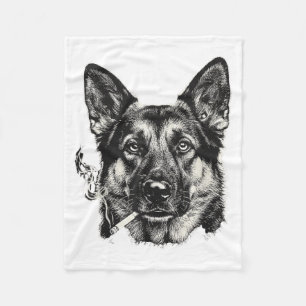 Lustiger Deutscher Schäferhund-Meme mit rauchendem Fleecedecke