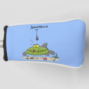 Lustiger dicker hungriger grüner Fisch-Angelcartoo Golf Headcover