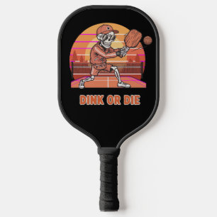Lustiger Dink oder stirb Pickleball Skelett Retro Schläger