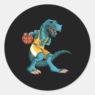 Lustiger Dino spielt Sketll T-Rex Liebhaber Spiele Runder Aufkleber
