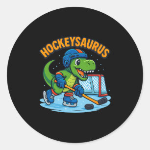 Lustiger Dinosaurier-Eishockey-Hockeysaurus für Ki Runder Aufkleber