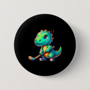 Lustiger Dinosaurier Feldhockeyspieler Cooles Team Button