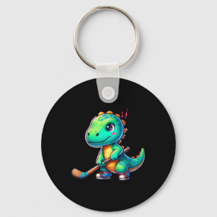 Lustiger Dinosaurier Feldhockeyspieler Cooles Team Schlüsselanhänger