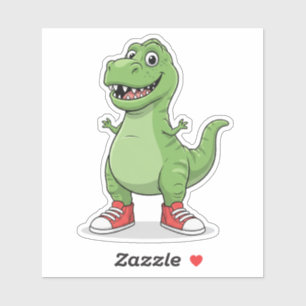 Lustiger Dinosaurier in Sneaker Custom-Cut Vinyl-A Aufkleber