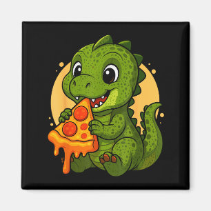 Lustiger Dinosaurier isst Zza Grafik Jungen Mädche Magnet