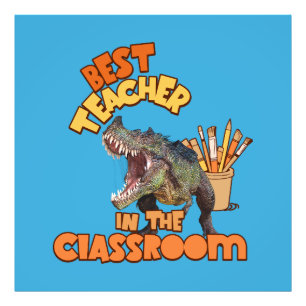 Lustiger Dinosaurier Kunstlehrer Klassenzimmer Hum Fotodruck