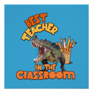 Lustiger Dinosaurier Kunstlehrer Kreativer Klassen Poster