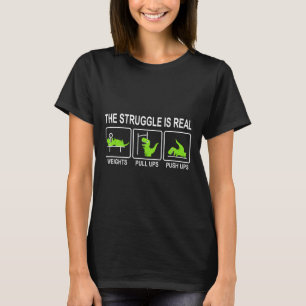 Lustiger Dinosaurier Sport Fitnessstudio Bankdrück T-Shirt