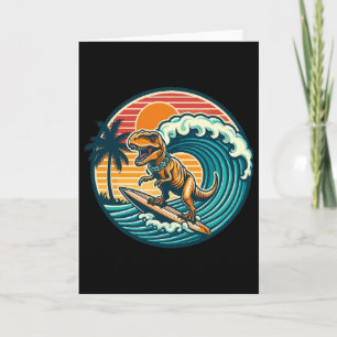 Lustiger Dinosaurier Surfboard Strand Sommer Surfe Karte
