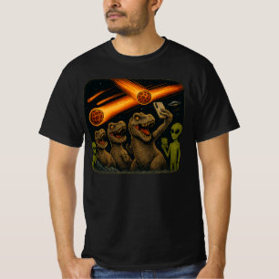 Lustiger Dinosaurier T-Rex & Aliens UFO Selfie   T-Shirt