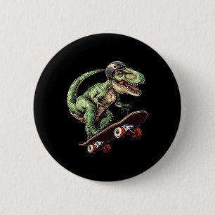 Lustiger Dinosaurier T Rex auf Skateboard Skateboa Button