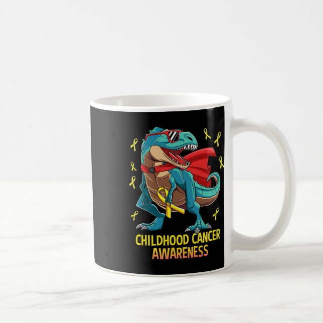 Lustiger Dinosaurier T-Rex Kindheitskrebs-Bewussts Kaffeetasse (Rechts)