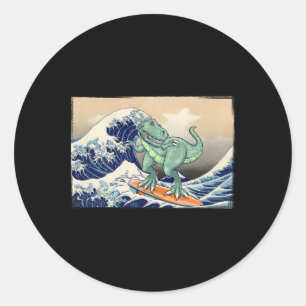Lustiger Dinosaurier, T Rex Surfen, Dinosaurier Ku Runder Aufkleber