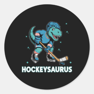 Lustiger Dinosaurier Trex Hockey Kinder Hocke Hock Runder Aufkleber