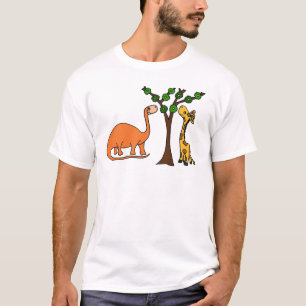 Lustiger Dinosaurier-und Giraffen-Cartoon T-Shirt