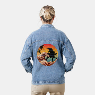 LUSTIGER DINOSAURIER-WELLE VON KANAGAWA VINTAGE JEANSJACKE