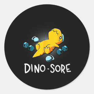 Lustiger Dinosaurier-Workout-Fitnessstudio Krafttr Runder Aufkleber