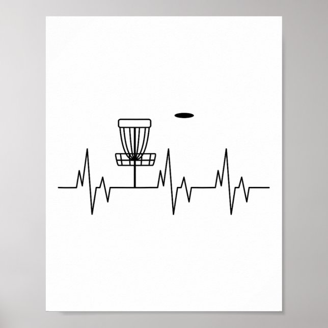 Lustiger Disc-Golf-Herzschlag Süße alternative Spo Poster (Vorne)