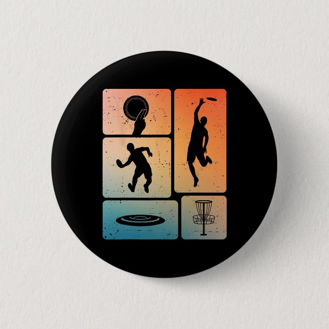 Lustiger Disc-Golf-Spieler Cool Flying Disk Sports Button (Vorderseite)