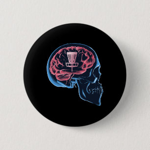 Lustiger Disc-Golf-Spieler Gehirn Disc Golf Sport Button