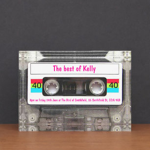 Lustiger DJ 80er Kassette 40. Geburtstag individue Einladung
