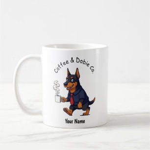 Lustiger Dobermann Dog Pinscher Geschäftsanzug Kaf Kaffeetasse