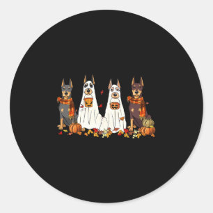 Lustiger Dobermann-Hund Geist Herbst Blätter Danke Runder Aufkleber