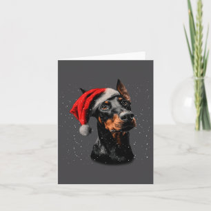 Lustiger Dobermann-Hund Weihnachtslichter Santa-Hu Karte