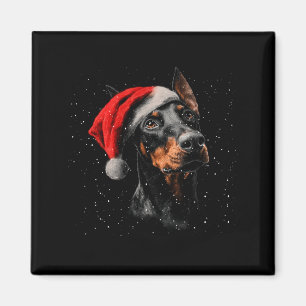 Lustiger Dobermann-Hund Weihnachtslichter Santa Hu Magnet