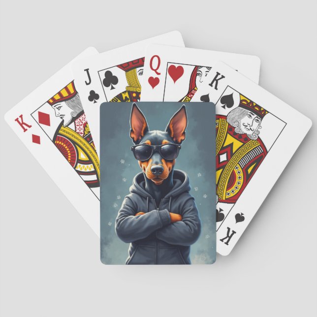 Lustiger Dobermann Kawaii Hund Spielkarten (Rückseite)