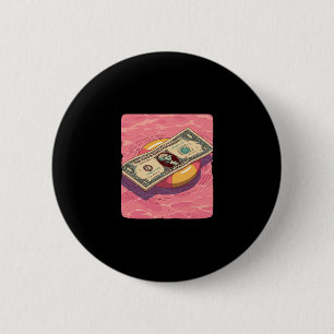 Lustiger Dollar mit Poolring für Urlaub und Strand Button