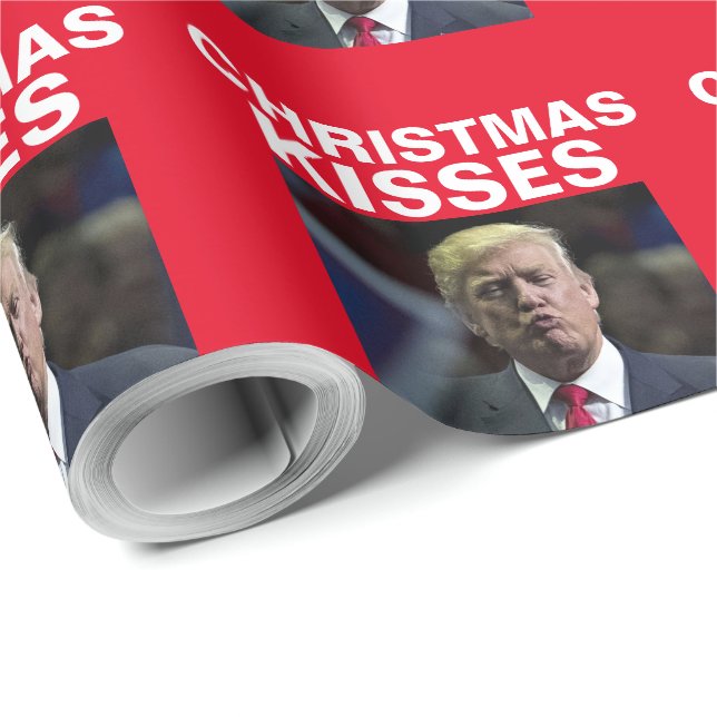 Lustiger DONALD TRUMP WEIHNACHTSKUSS Geschenkpapier (Rolleneckpunkt)