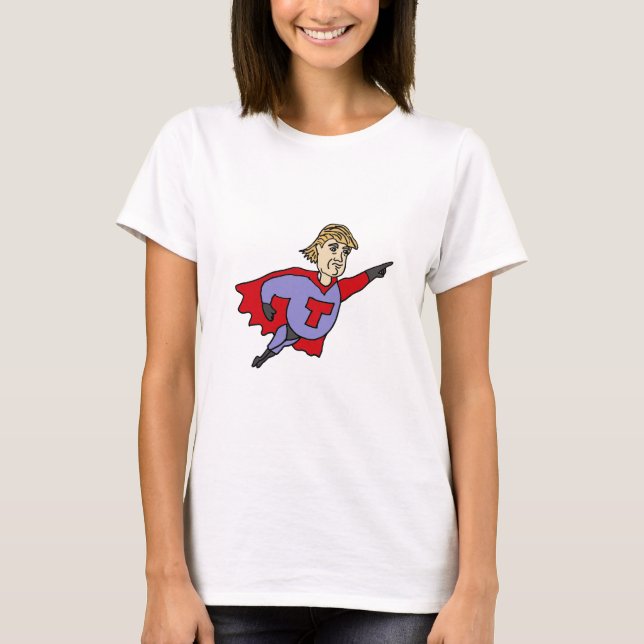 Lustiger Donald Trumpsuperheld-Cartoon T-Shirt (Vorderseite)
